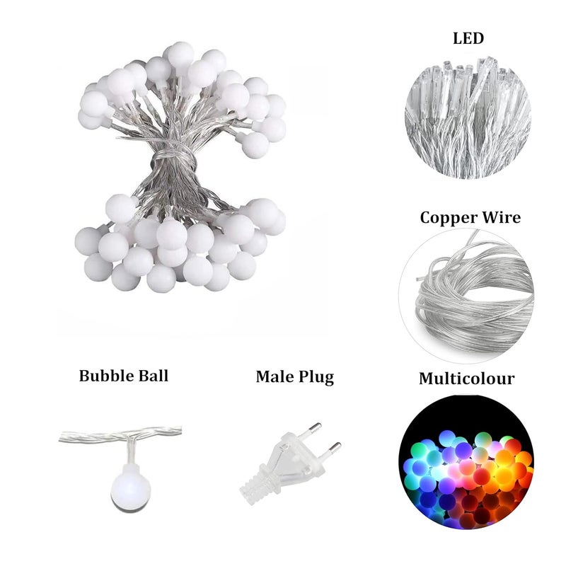 fizzytech أضواء خيط كرات الفقاعات البلاستيكية لتزيين المنزل لعيد ديوالي لحفلة عيد الميلاد عيد ديوالي نافراتري هدية عيد الحب إضاءة تزيين المنزل 15 كرة LED متعددة - Image 3