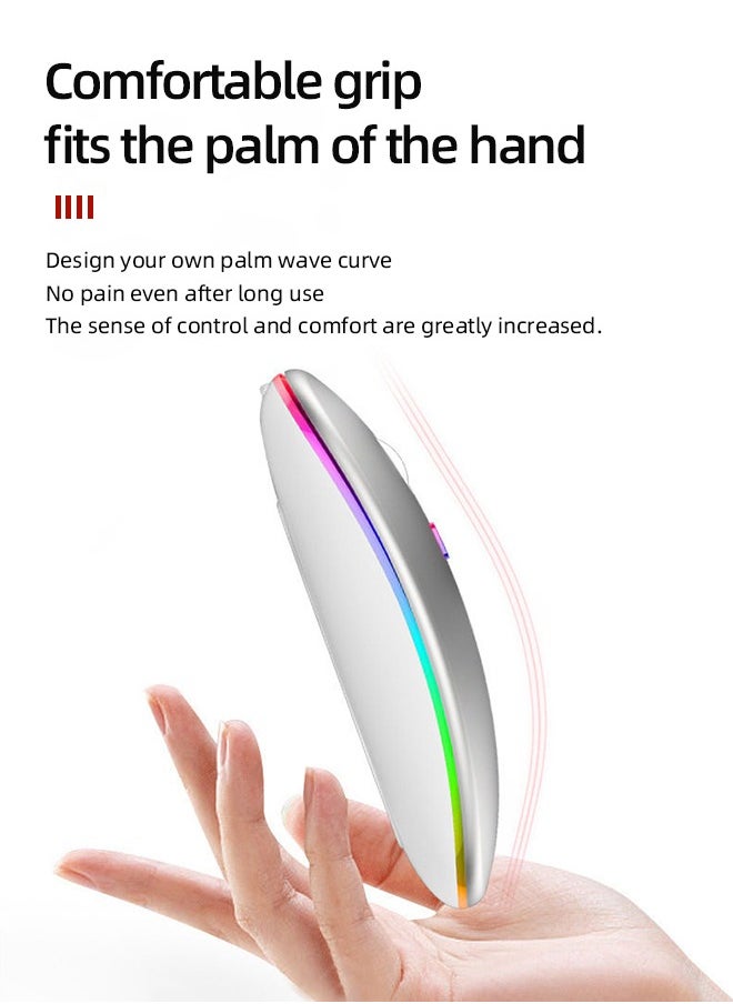 ZORIK - 600.0 mAh M40 Ultra-Thin Wireless Mouse , 2.4G Rechargeable Wireless Silent Mouse Ergonomic Design 3 Adjustable DPI Silver - Image 1