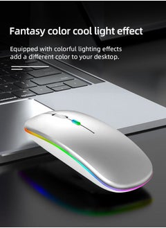 ZORIK 600.0 mAh M40 Ultra-Thin Wireless Mouse , 2.4G Rechargeable Wireless Silent Mouse Ergonomic Design 3 Adjustable DPI Silver  - Image 4