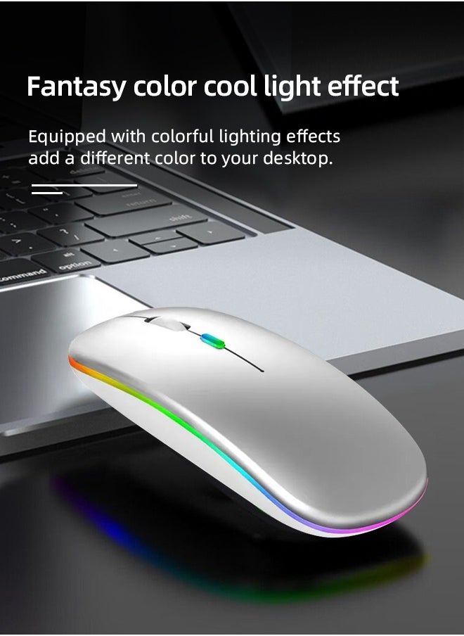 ZORIK - 600.0 mAh M40 Ultra-Thin Wireless Mouse , 2.4G Rechargeable Wireless Silent Mouse Ergonomic Design 3 Adjustable DPI Silver - Image 1