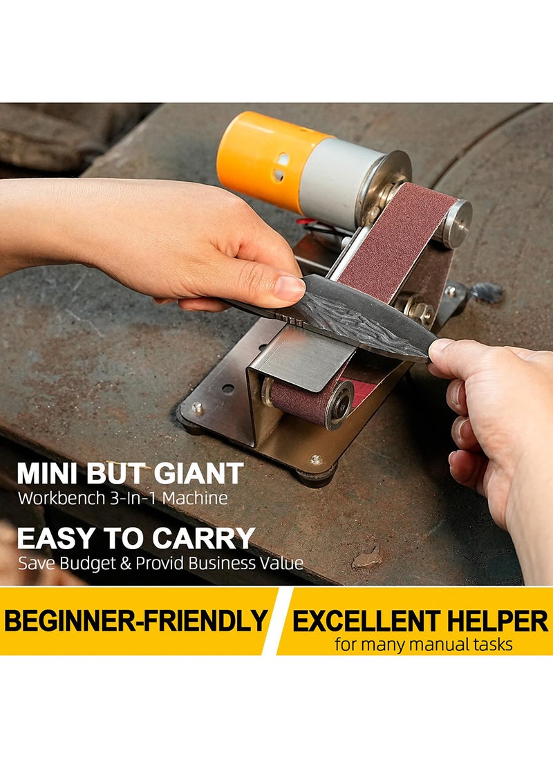 EzzySo - Mini Belt Sanding Machine 7 Speed Adjustable Bench Belt Sander Portable Sanding Machine Kit For Metal Wood DIY Handcraft Tool Sharpening - Image 1
