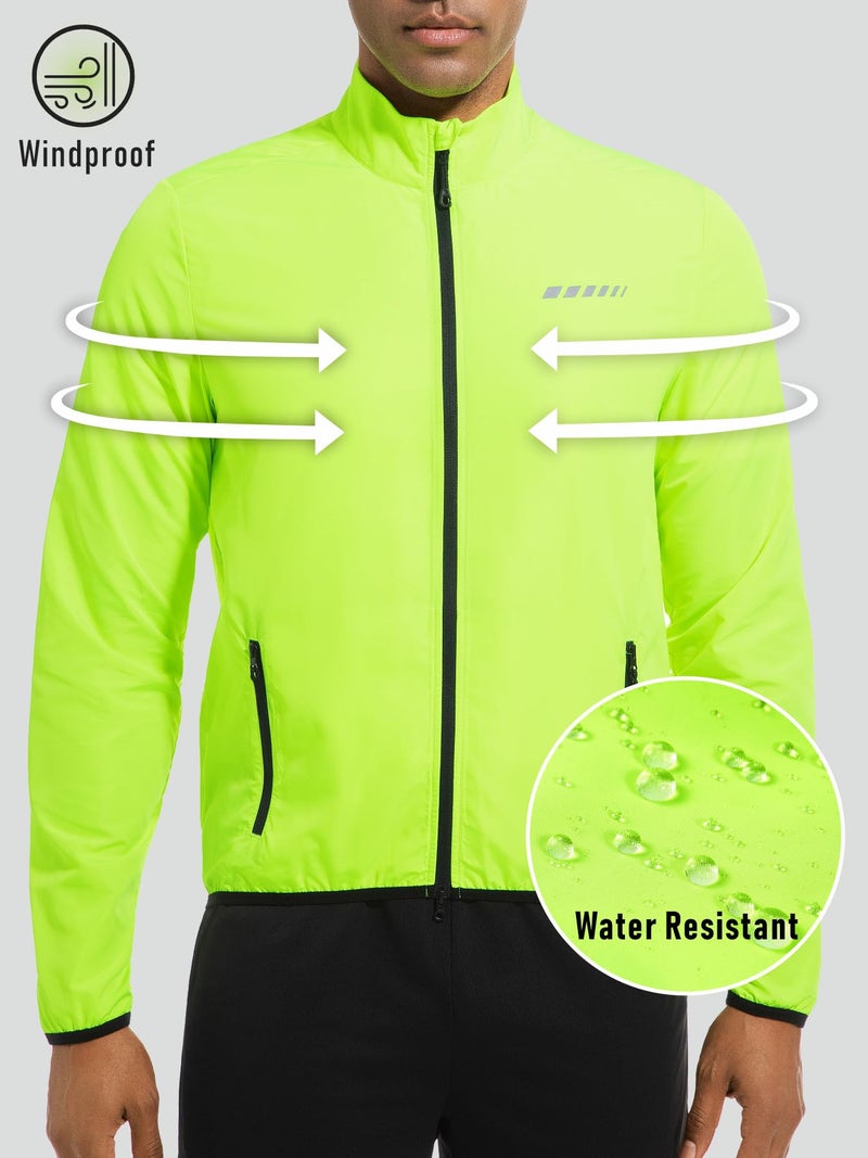 qualidyne Men's Lightweight Cycling Windbreaker Jacket, Windproof, Water-Resistant (Light Rain), Reflective, 2 Zip Pockets - Image 4