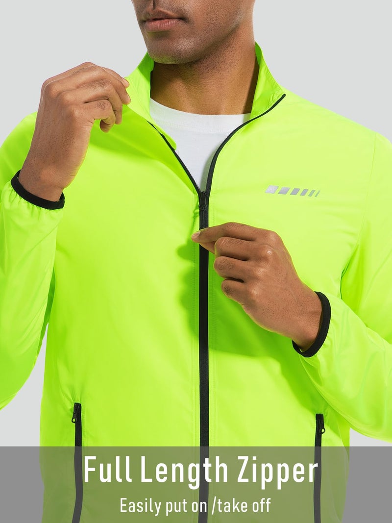 qualidyne Men's Lightweight Cycling Windbreaker Jacket, Windproof, Water-Resistant (Light Rain), Reflective, 2 Zip Pockets - Image 5