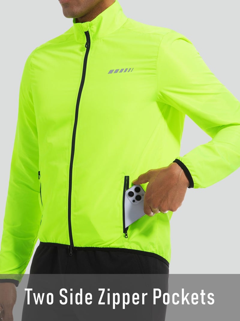 qualidyne Men's Lightweight Cycling Windbreaker Jacket, Windproof, Water-Resistant (Light Rain), Reflective, 2 Zip Pockets - Image 3