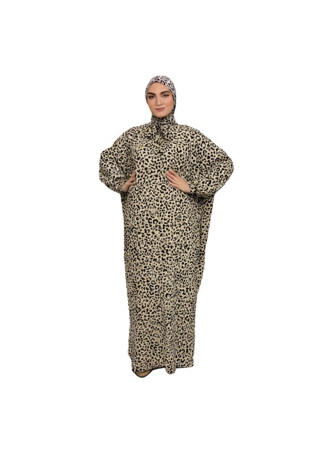 عباءة صلاة بنقشة جلد النمر، عباية إسلامية تقليدية، مقاس واحد حتى وزن 90 كجم، تصميم فضفاض بطول كامل