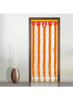 iHandikart iHandikart Artificial Garlands with Bell in The Bottom Used for Home Wedding Diwali Decoration Items Color Light Orange Pack of 5 HV31002B 