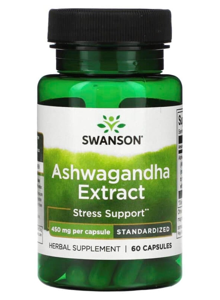 Swanson, Ashwagandha Extract, Standardized, 450 mg, 60 Capsules