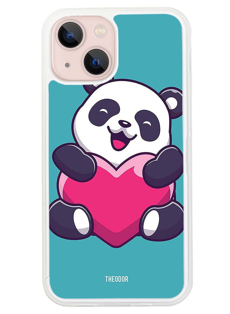 Theodor Protective Case Cover For APPLE IPHONE 14 Heart Panda(White Bumper) - Image 1