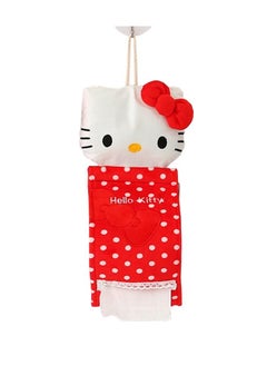 HelloKitty Pattern Roll Paper Cover, Lovely Cartoon Toilet Paper Holder, Wall Mounted Paper Towel Cover for Kitchen Living Room Toilet Bedroom (Red)
