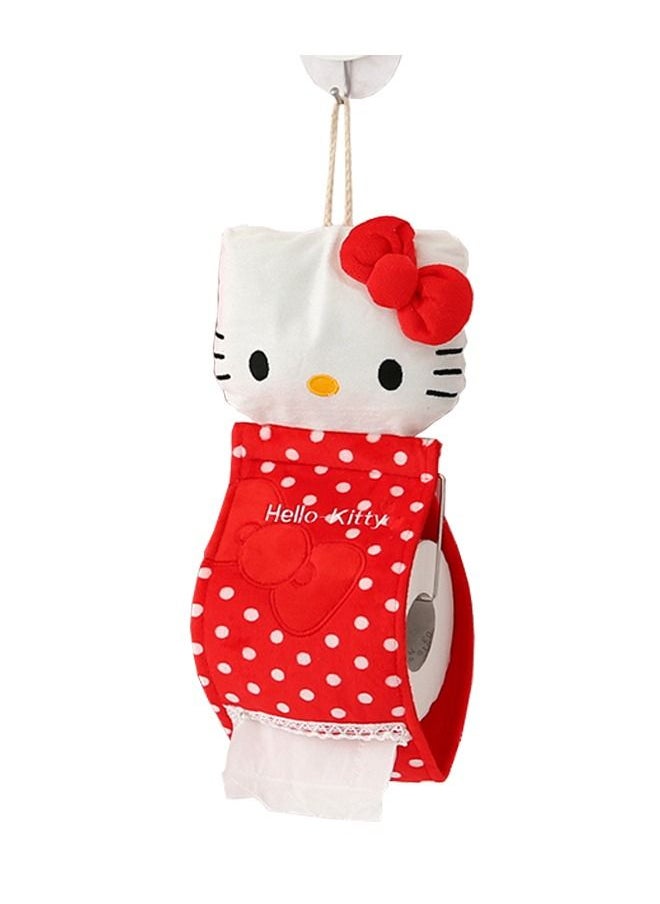 Generic - HelloKitty Pattern Roll Paper Cover, Lovely Cartoon Toilet Paper Holder, Wall Mounted Paper Towel Cover for Kitchen Living Room Toilet Bedroom (Red) - Image 1