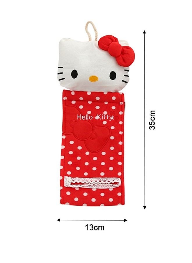 Generic - HelloKitty Pattern Roll Paper Cover, Lovely Cartoon Toilet Paper Holder, Wall Mounted Paper Towel Cover for Kitchen Living Room Toilet Bedroom (Red) - Image 1