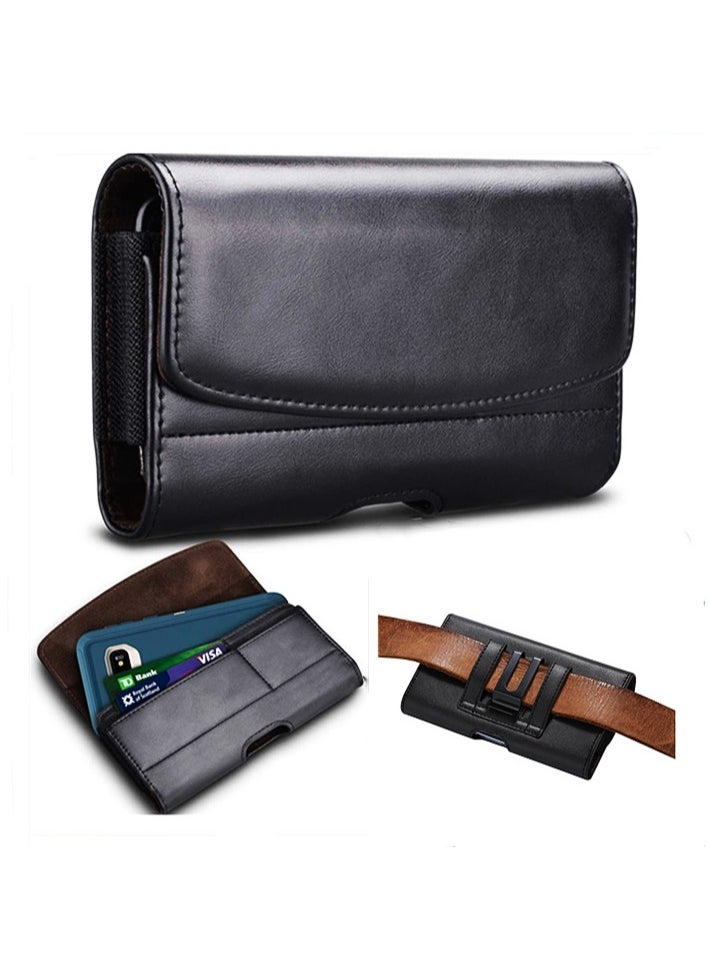 Generic - Case Men's Horizontal Flip-up Belt Wear Multi-Function Card Hanging Waist Leather Case - Image 1