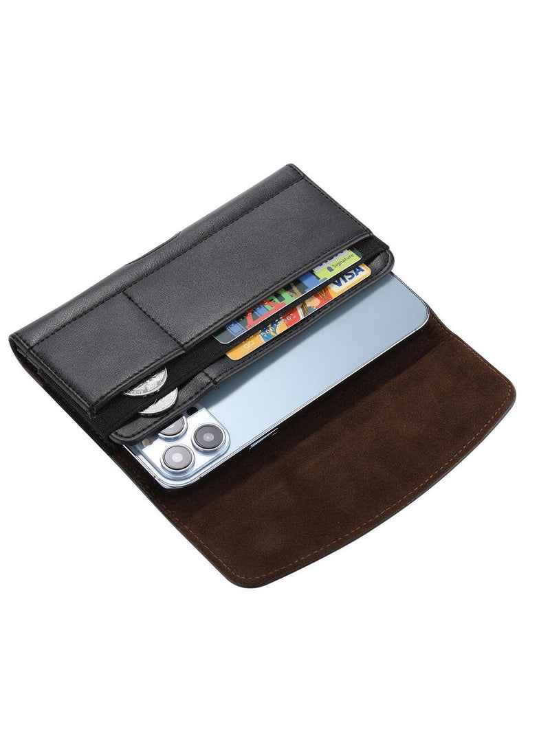 Generic - Case Men's Horizontal Flip-up Belt Wear Multi-Function Card Hanging Waist Leather Case - Image 1