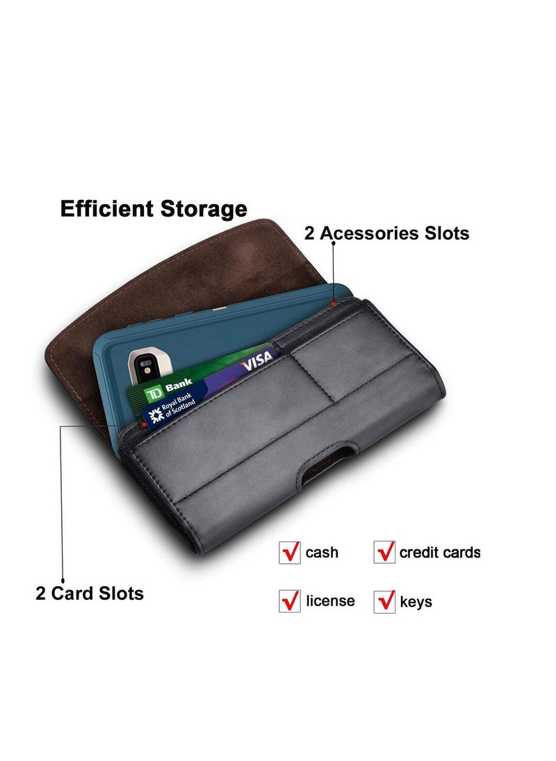 Generic - Case Men's Horizontal Flip-up Belt Wear Multi-Function Card Hanging Waist Leather Case - Image 1