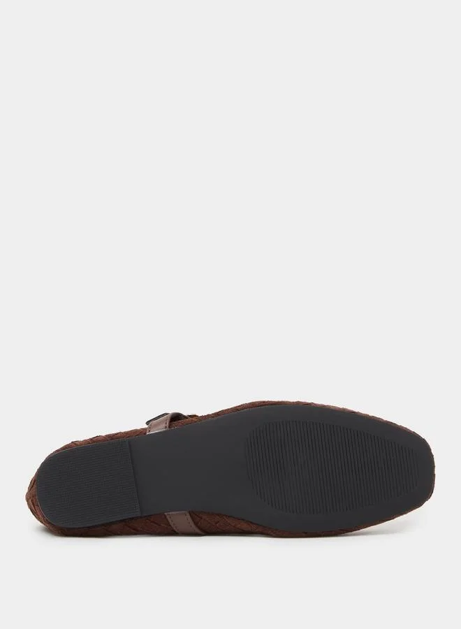 Styli  Brown Woven Mary Jane Ballerina Flats for Women | Best Price UAE