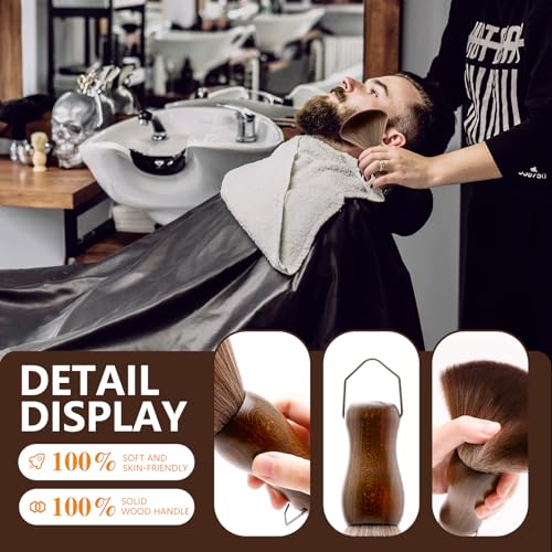 CGBARBER Barber Neck Duster Brush Wood Handle with Hook for Hair Cutting… (Neck brush+Black brush)For All Hair Type. - Image 2