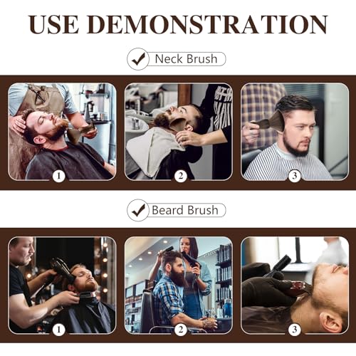 CGBARBER Barber Neck Duster Brush Wood Handle with Hook for Hair Cutting… (Neck brush+Black brush)For All Hair Type. - Image 3