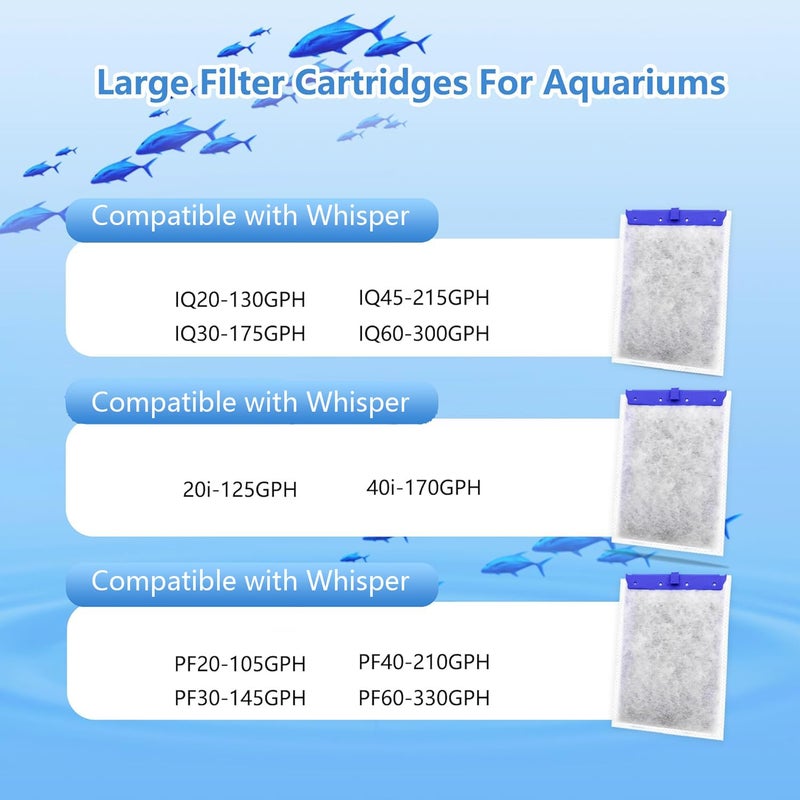 pewyoke Aquarium Filter Cartridge Compatible with Whisper Power Filters,Replacement Filter Cartridges for PF20/PF30/PF40/PF60 (Large, 3-Pack) - Image 3