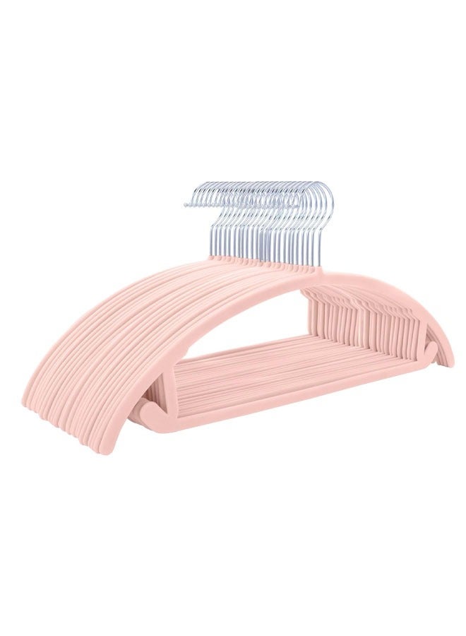 Hihonor Pack of 20 Premium Velvet Hangers, Heavyduty Non Slip No Shoulder Bump Suit Hangers, Chrome Hooks, Space Saving Clothes Hangers, Rounded Hangers for Coat, Sweater, Jackets, Pants (Pink) - Image 1