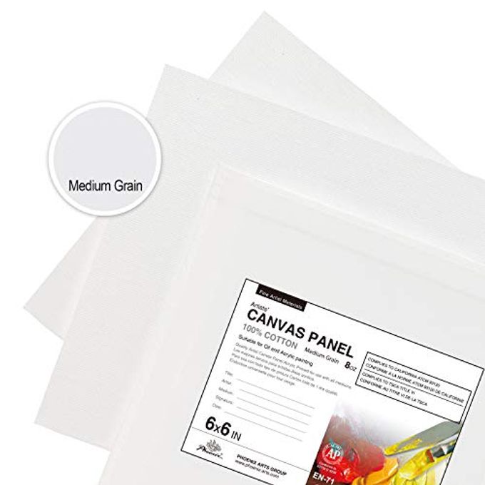 Phoenix Small Painting Canvas Panels 6x6 Inch, 12 Value Pack 8 Oz Triple Primed 100% Cotton Acid Free Square Canvas Boards for Painting, White Blank Flat Canvas Boards for Acrylic, Oil Paints - Image 5