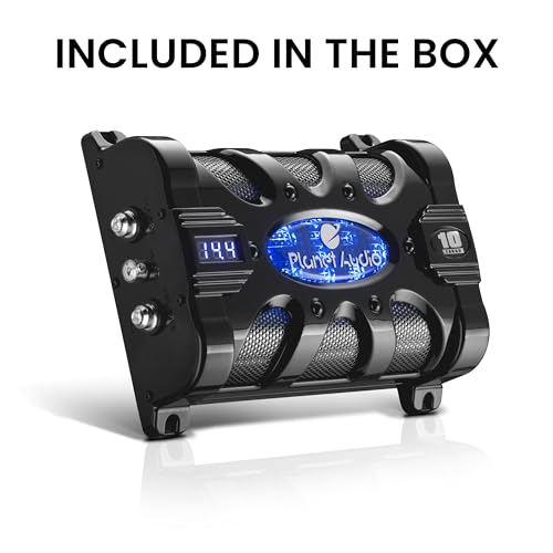 Planet Audio مكثف سيارة بلانيت أوديو PC10F - 10 فاراد، تخزين الطاقة، تعزيز الجهير من الستيريو، نغمات تحذيرية، مقياس جهد LED - Image 5