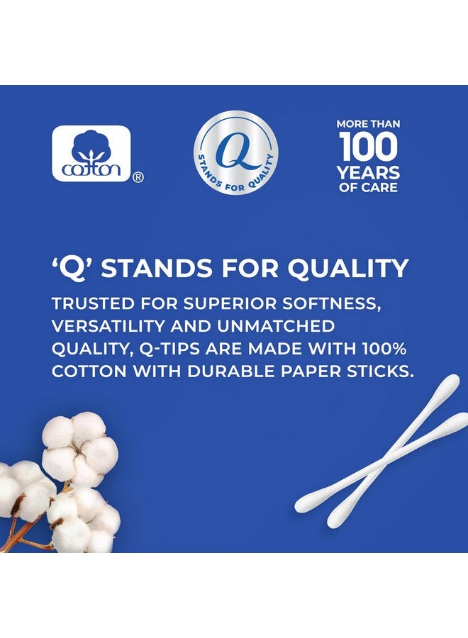 كيو-تيبس أعواد قطنية Q-tips للعناية بالنظافة والجمال، أعواد قطنية أصلية مصنوعة من القطن بنسبة 100%، 375 قطعة - Image 2