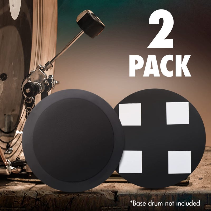 IMPRESA Kick Drum Mute Pads 2-Pack - 10-Inch Peel & Stick Hook & Loop Fasteners - Drum Silencer for Silent Practice & Dampening - Image 5
