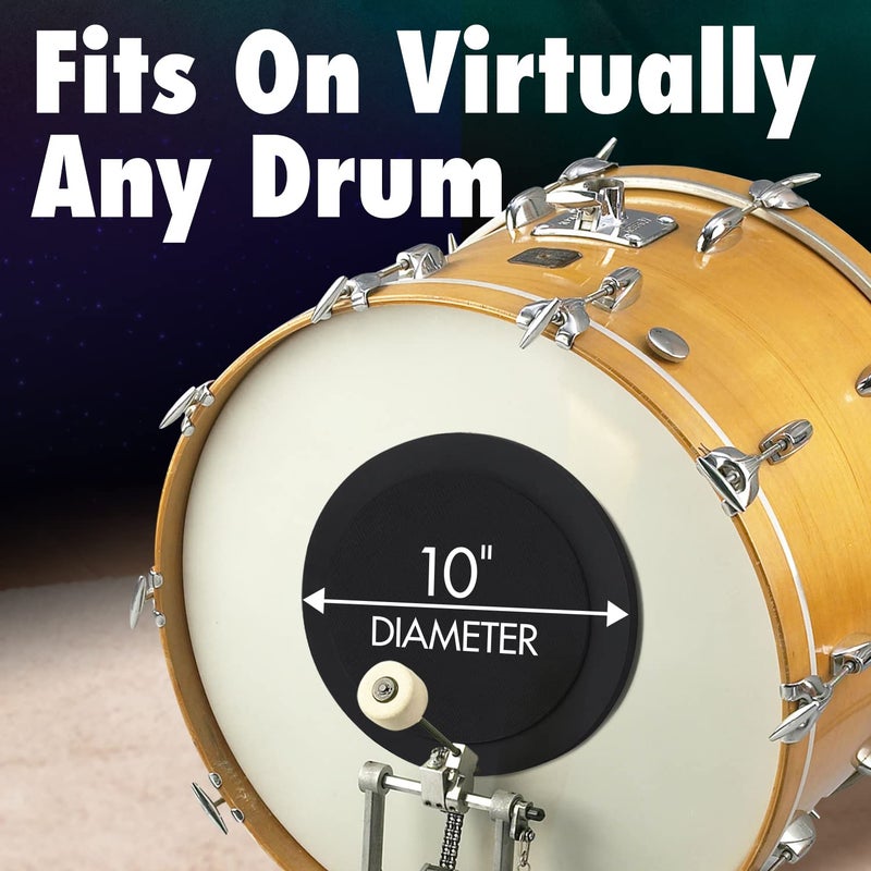 IMPRESA Kick Drum Mute Pads 2-Pack - 10-Inch Peel & Stick Hook & Loop Fasteners - Drum Silencer for Silent Practice & Dampening - Image 3