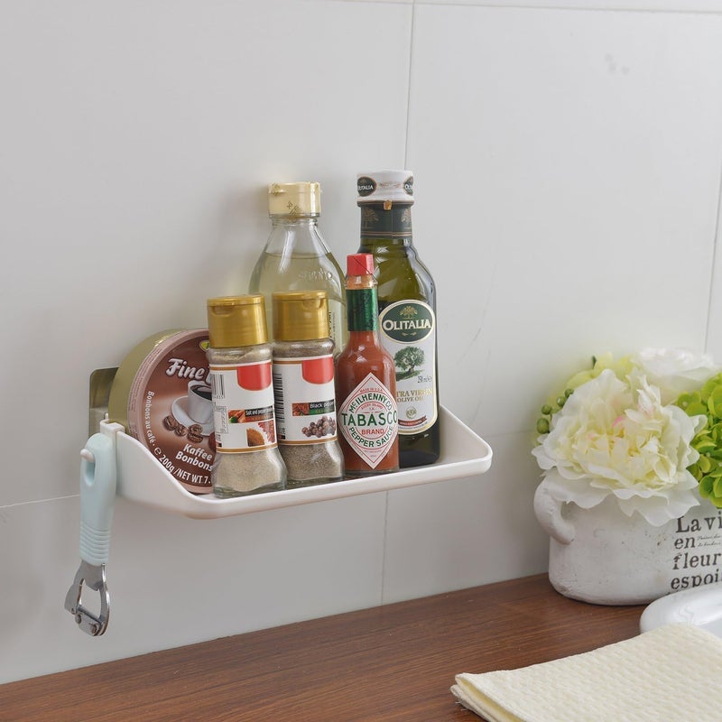 MeRaYo Self Adhesive Bathroom Shelf for Wall Washroom Organiser Bathroom Organiser Without Drill - Soap Dish with Towel Rod Napkin Holder - Image 3