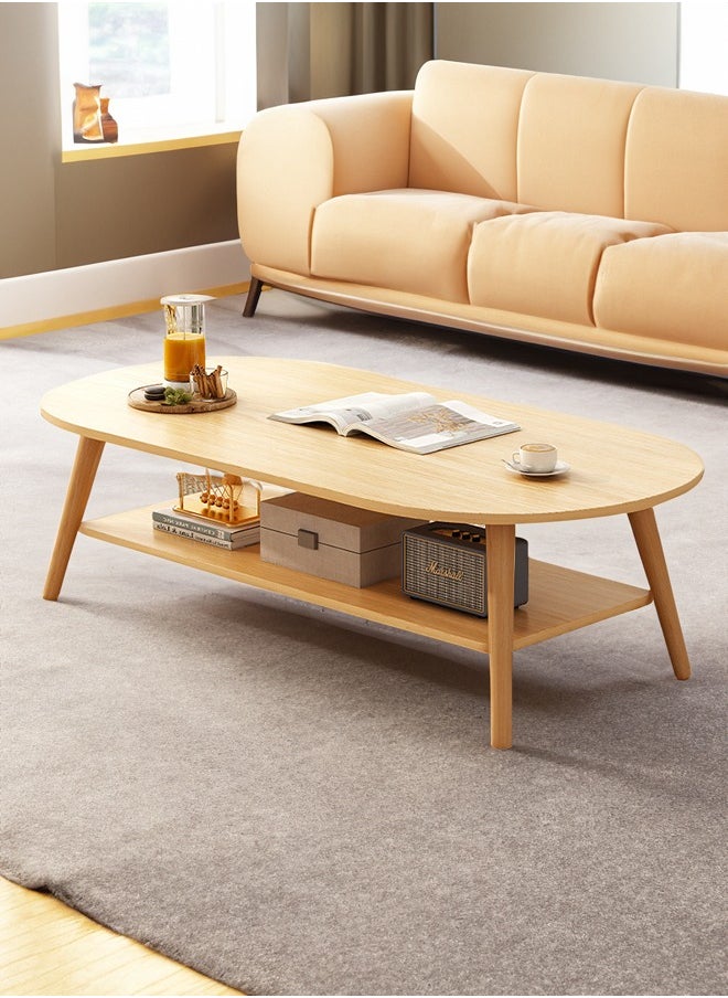 Occuwzz - Oval tea table 2 layers simple and easy to install home sofa tea table creative simple balcony small table suitable for home office living room - Image 1