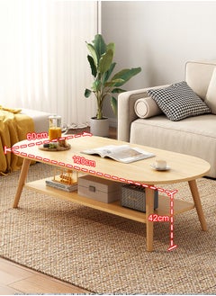 Occuwzz Oval tea table 2 layers simple and easy to install home sofa tea table creative simple balcony small table suitable for home office living room  - Image 2
