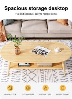 Occuwzz Oval tea table 2 layers simple and easy to install home sofa tea table creative simple balcony small table suitable for home office living room  - Image 5