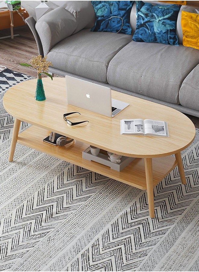 Occuwzz - Oval tea table 2 layers simple and easy to install home sofa tea table creative simple balcony small table suitable for home office living room - Image 1