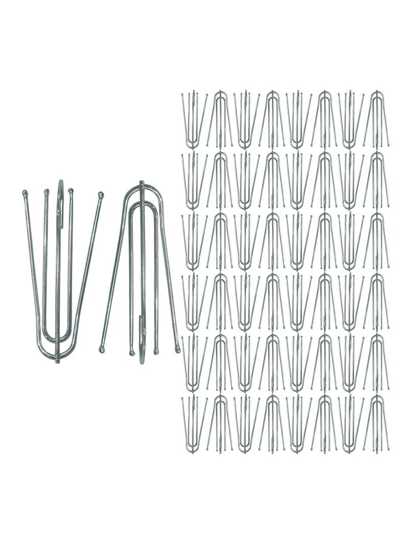 LuxHome Stainless Steel Long 4-Prong Pinch Pleat Curtain Hooks – Heavy-Duty Drapery Hooks for Pleated Curtains and Window Treatments – Rustproof and Durable (Pack of 50) - Image 1