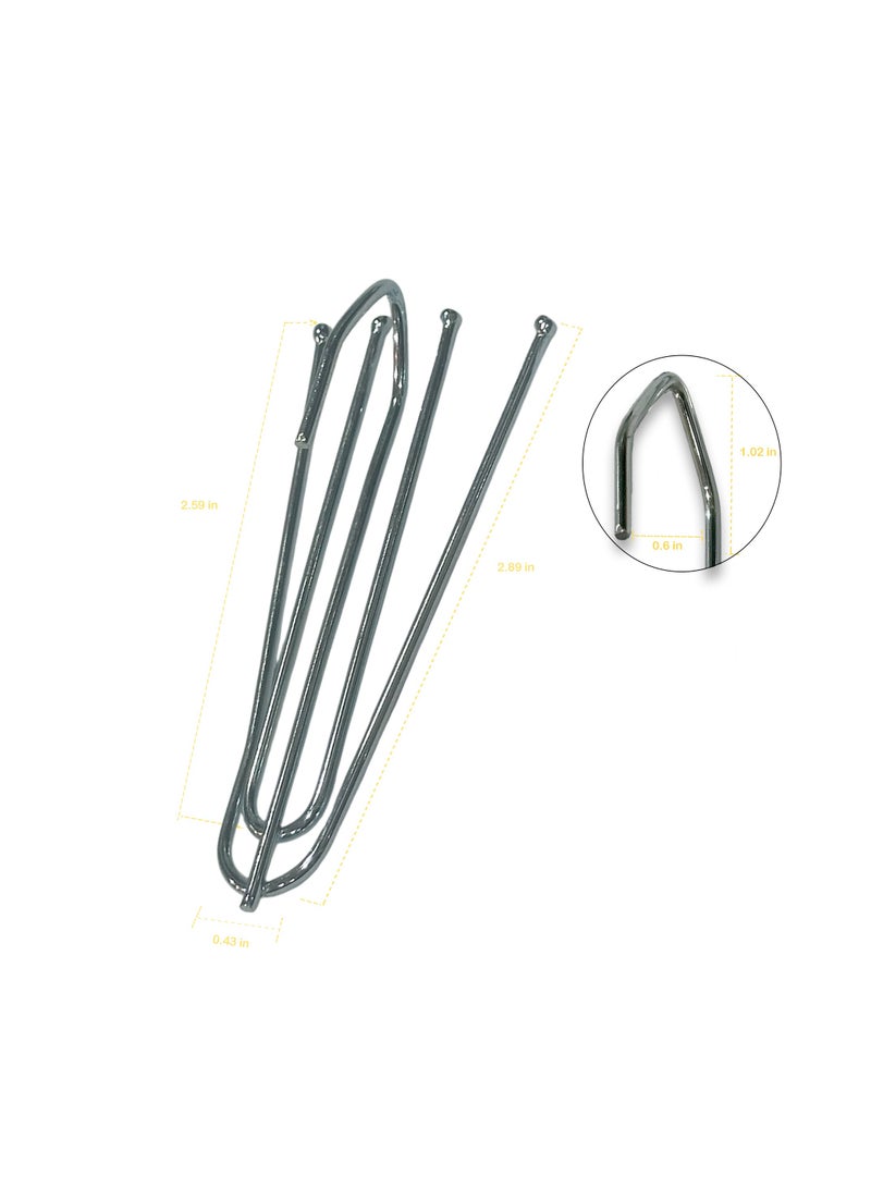LuxHome Stainless Steel Long 4-Prong Pinch Pleat Curtain Hooks – Heavy-Duty Drapery Hooks for Pleated Curtains and Window Treatments – Rustproof and Durable (Pack of 50) - Image 3
