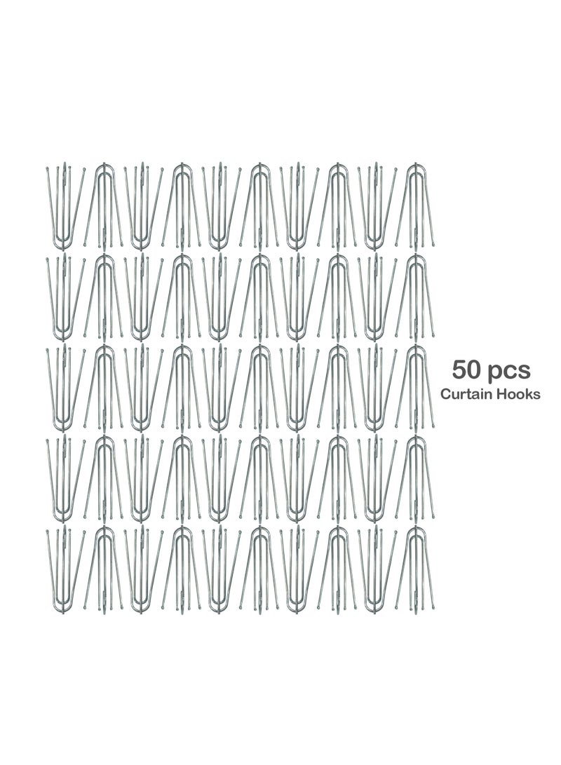 LuxHome Stainless Steel Long 4-Prong Pinch Pleat Curtain Hooks – Heavy-Duty Drapery Hooks for Pleated Curtains and Window Treatments – Rustproof and Durable (Pack of 50) - Image 5