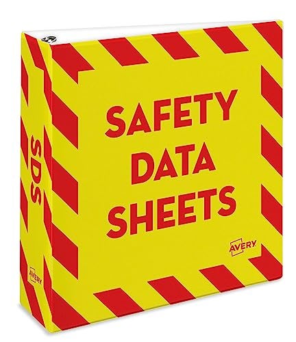 Avery Heavy-Duty Industrial SDS Binder, 3" One-Touch Rings, Yellow/Red Border (18952) - Image 1