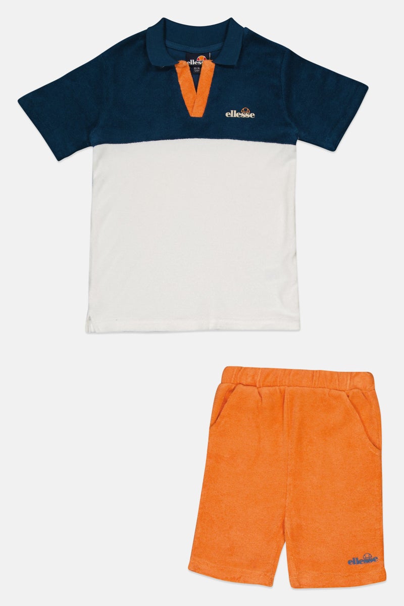 Ellesse Kids Boy 2 Pcs Brand Logo Polo Shirt And Shorts Set, Multicolor - Image 2
