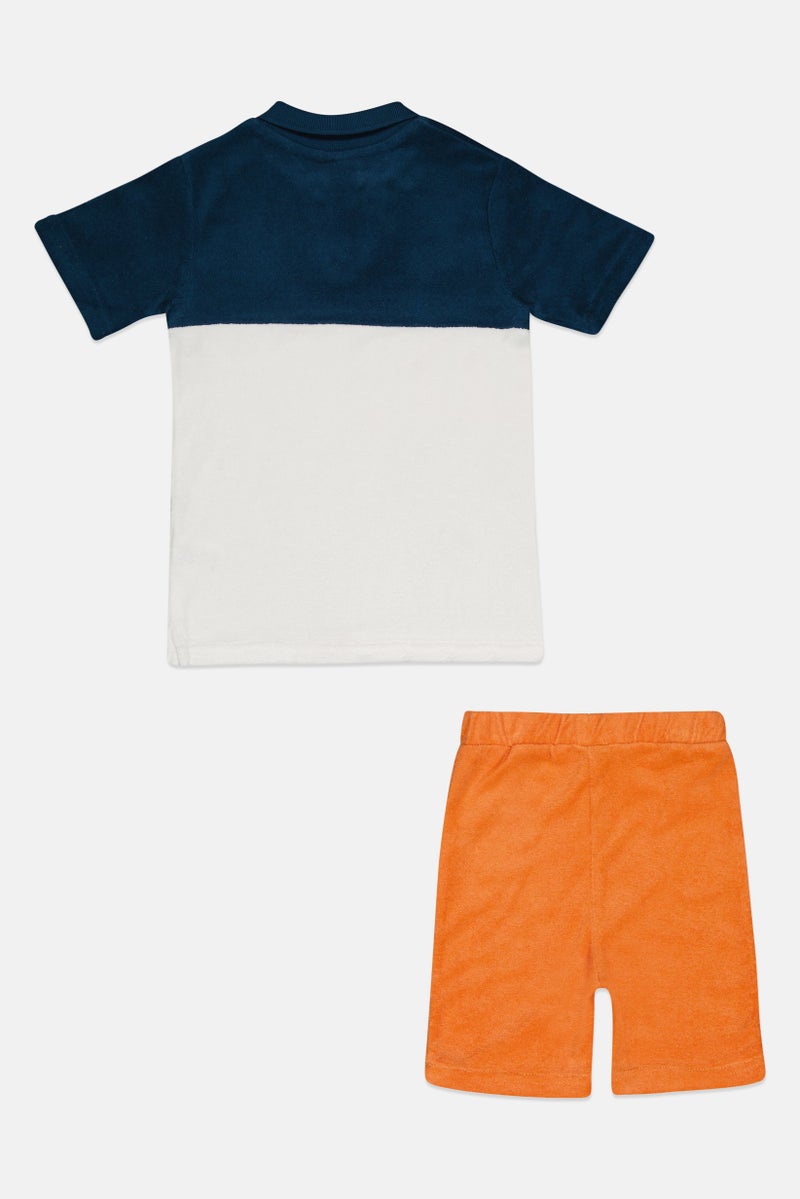 Ellesse Kids Boy 2 Pcs Brand Logo Polo Shirt And Shorts Set, Multicolor - Image 3