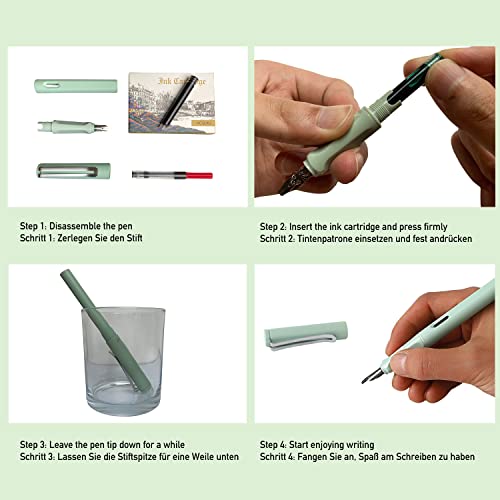 GC QUILL Calligraphy Fountain Pen Set- 7 with Different Nibs and 40 Ink Cartridges for Beginners- MU-09 - Image 5