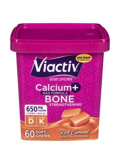 Viactiv, Calcium + Bone Strengthening, Max Formula, Rich Caramel, 60 Soft Chews