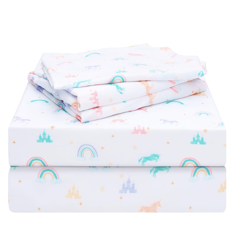 Joiedomi Kids Full Sheet Set Rainbow - 4 Piece Soft Microfiber Bed Sheets - Deep Pocket Wrinkle Free  Cozy Toddler Bedding Set  Fade Resistant Breathable for Boys Girls Teens - Image 3