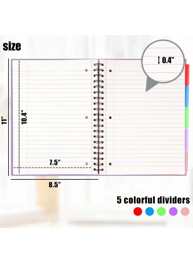 Koogel Hardcover Spiral Notebook with Tabs, 8.5x11inch College Ruled Journals with Deviders Subject Project Spiral Notebook Perforated Edges for School Office, Purple - Image 5