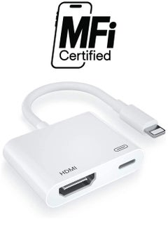 [Apple MFi Certified] Lightning to HDMI Digital AV Adapter,1080P Video & Audio Sync Screen Converter AV Adapter with Charging Port for iPhone HDMI Converter to HD TV/Projector/Monitor Support All iOS