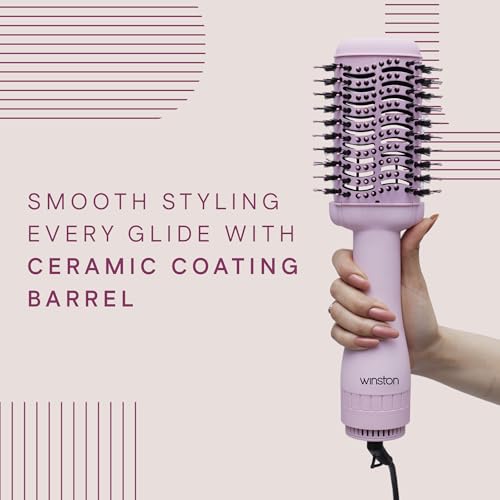 Winston Hot Air Brush for Hair 1200W – 2 in 1 Blow Dryer Brush & Hair Volumizer Brush for Women | Salon Style Blow Dry Brush for Smooth, Frizz-Free Volume | Charcoal Bristles (Pink, 1 Year Warranty) - Image 3
