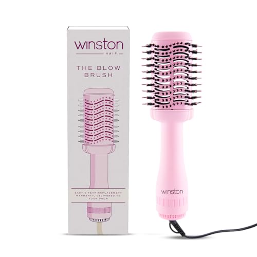 Winston Hot Air Brush for Hair 1200W – 2 in 1 Blow Dryer Brush & Hair Volumizer Brush for Women | Salon Style Blow Dry Brush for Smooth, Frizz-Free Volume | Charcoal Bristles (Pink, 1 Year Warranty) - Image 1