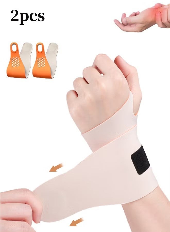 واي جيه دعامة الرسغ النحيفة جدًا لنفق الرسغ، التدليك مع نقاط مرتفعة لفافات الرسغ المرنة لالتهاب المفاصل والتهاب الأوتار، دعم حمالة الرسغ، تخفيف الألم، الضغط ودعم الحماسيين للياقة البدنية (اللون البرتقالي البرتقالي) - Image 1