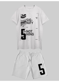 THREADCURRY THREADCURRY Signify Nothing Printed Co-ord Set for Men - Half Sleeve Oversized T-Shirt and Shorts  - Image 1