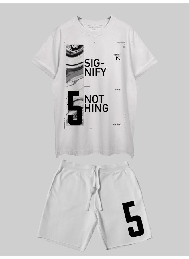 THREADCURRY THREADCURRY Signify Nothing Printed Co-ord Set for Men - Half Sleeve Oversized T-Shirt and Shorts  - Image 1