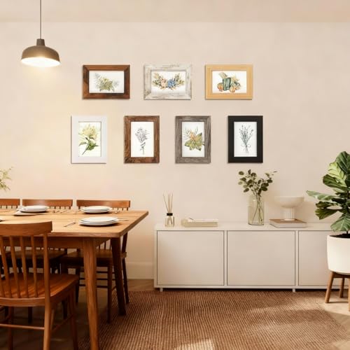 PETAFLOP 8x10 Picture Frame Set of 7 in Multi Color, Distressed Rustic Wooden Frame with HD PS for Wall and Tabletop Display - Image 5